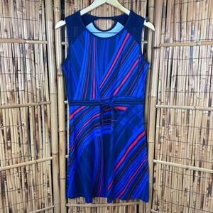 CALLAWAY Womens Opti-Dri Sleeveless Golf Dress Pockets Drawstring Small Blue Red